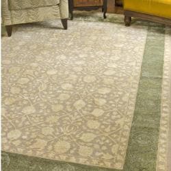 Handmade Majestic Ivory/ Sage N. Z. Wool Rug (7'6 x 9'6)