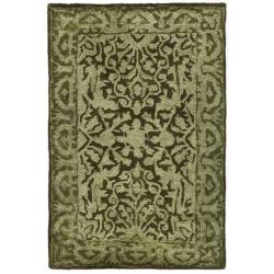 Handmade Silk Road Majestic Sage New Zealand Wool Rug (2' x 3')