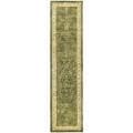 Handmade Majestic Green/ Ivory N. Z. Wool Rug (2'6 x 8')