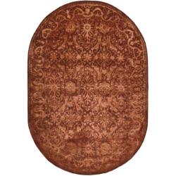 Handmade Silk Road Majestic Rust N. Z. Wool Rug (4'6 x 6'6 Oval)