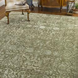 Handmade Silk Road Majestic Sage New Zealand Wool Rug (6' x 9')