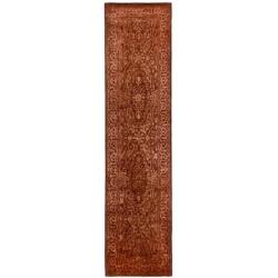 Handmade Silk Road Majestic Rust New Zealand Wool Rug (2'6 x 8')