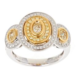 Dyach 18k Two-tone Gold 1 1/6ct TDW Yellow and White Diamond Ring (G-H, I1-I2)