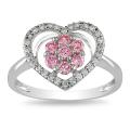 14k White Gold 1/2ct TDW Pink and White Diamond Heart Ring (G-H, I1-I2)
