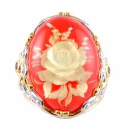 Michael Valitutti Two-tone Carved Rose Amber and Orange Sapphire Ring