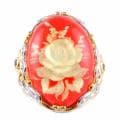 Michael Valitutti Two-tone Carved Rose Amber and Orange Sapphire Ring