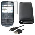 Leather Case/ Screen Protector/ USB Data Cable for Nokia C3