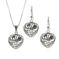 Sunstone Sterling Silver Heart Earrings and Necklace Set