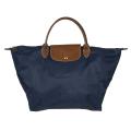 Longchamp 'LePliage' Navy Nylon Brown Leather Handle Travel Bag