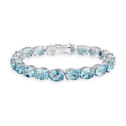 Glitzy Rocks Sterling Silver 44 CTW Swiss Blue Topaz Bracelet