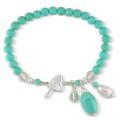 Sterling Silver Turquoise and Freshwater Rice Pearl Bracelet (2-6 mm)