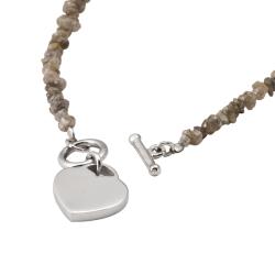 Sterling Silver Diamond Chip Heart Charm Bracelet