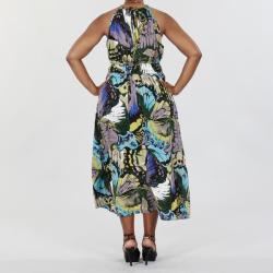 Mlle Gabrielle Women's Printed Plus Size Halter Maxi Dress