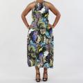 Mlle Gabrielle Women's Printed Plus Size Halter Maxi Dress