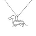 Sterling Silver 1/10ct TDW Diamond Dachshund Necklace (J-K, I3)