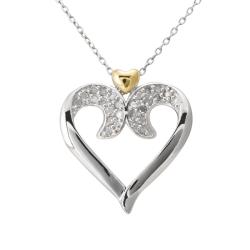 Sterling Silver 1/4ct TDW Two-tone Heart Pendant Necklace