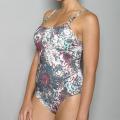 Anne Cole Women's 1-piece Grey Bohemian Print Maillot Swimsuit