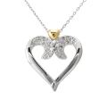 Sterling Silver 1/4ct TDW Two-tone Heart Pendant Necklace