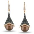 18k Gold Tahitian Pearl and 1 1/4ct TDW Diamond Earrings (G-H, SI1-SI2) ...
