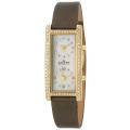 Skagen Women's 'Glitz' Yellow Goldplated Stainless Steel and Brown Satin ...