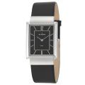 Skagen Men's 'Modern' Stainless Steel and Black Leather Quartz Watch