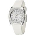 Zodiac Women's 'Racer' Stainless Steel and White Rubber Swarovski Crystals ...