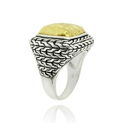 Two-tone Sterling Silver Square Ring