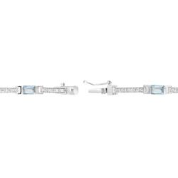 Glitzy Rocks Sterling Silver Swiss Blue Topaz and Diamond Bracelet