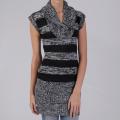 Ci Sono by Adi Junior's Striped Shawl Collar Cable Sweater Tunic