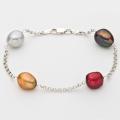 O Jewelry Multi-colored FW Baroque Pearl Tin Cup Bracelet (9-10 mm)