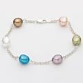O Jewelry Multi-colored FW Baroque Pearl Tin Cup Bracelet (9-10 mm)