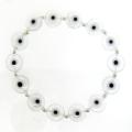 Sterling Silver White and Black Acrylic 'Evil Eye' Stretch Bracelet
