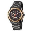 Bulova Men's 'Marine Star' Black Stainless Steel Rose Goldplated Retrograde Quartz Watch