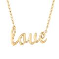 Yellow Gold over Silver Diamond Accent 'Love' Necklace (H-I, I2-I3)