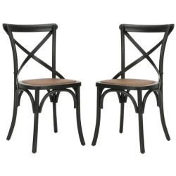 Classical Bradford X Back Antiqued Black Side Chairs (Set of 2)