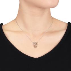 Two-tone Silver Diamond Accent Double Heart Necklace