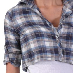 Hailey Jeans Co Junior's Plaid Button-front Cropped Shirt