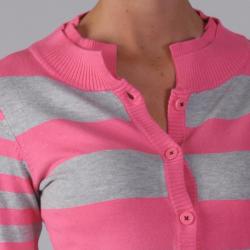Journee Collection Junior's Pink/Grey Striped Cardigan