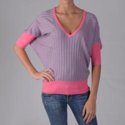 Journee Collection Junior's Dolman-sleeve V-neck Sweater