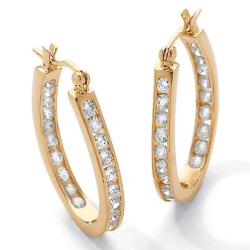 Ultimate CZ 14k Goldplated Clear Cubic Zirconia Hoop Earrings
