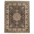 Asian Hand-knotted Royal Kerman Black and Ivory Wool Rug (10' x 14')