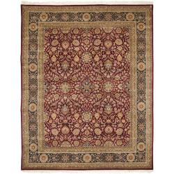 Asian Hand-knotted Royal Kerman Red and Blue Wool Rug (5' x 7')