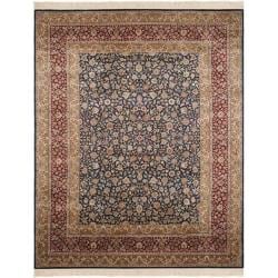 Asian Hand-knotted Royal Kerman Blue and Red Wool Rug (12' x 18')
