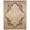 Asian Hand-knotted Royal Kerman Black and Ivory Wool Rug (5' x 7')