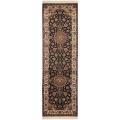 Asian Hand-knotted Royal Kerman Black and Ivory Wool Rug (2'6 x 10')