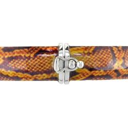 Sterling Silver Brown Snake-Print Bangle Bracelet