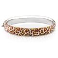 Sterling Silver Leopard Animal-Print Bangle Bracelet