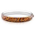 Sterling Silver Brown Snake-Print Bangle Bracelet