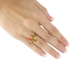 Angelina D'Andrea 14k Gold-plated Oval-shaped Multi-gemstone Ring