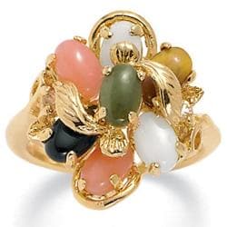 Angelina D'Andrea 14k Gold-plated Oval-shaped Multi-gemstone Ring